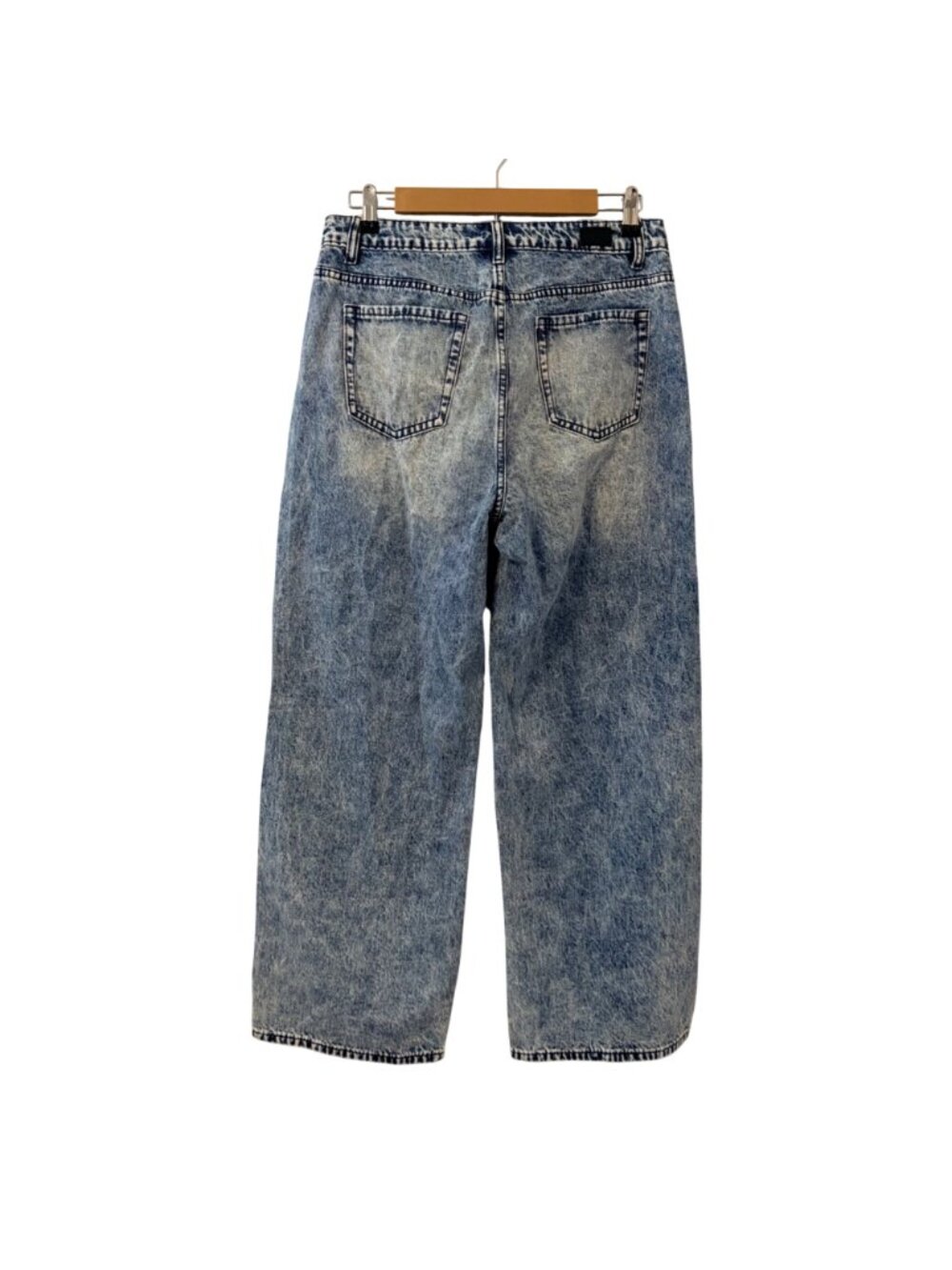 Flamingo High-Waisted Acid Wash Wide-Leg Jeans With Front & Back Pockets Sz L Je - Picture 7 of 12